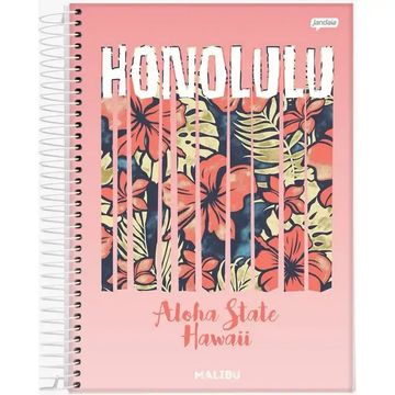 Caderno Universitário Capa Dura Espiral 12 Matérias 240 Fls 200x275 Cali Malibu Honolulu - Unitário - Jandaia - 76676-77