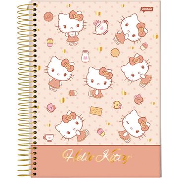 Caderno Universitário Capa Dura Espiral 1 Matéria 80 Fls 200x275 Hello Kitty Bege - Unitário - Jandaia - 72987-26