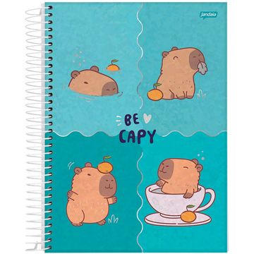 Caderno Universitário Capa Dura Espiral 10 Matérias 160 Fls 200x275 Capy Vibes Azul - Unitário - Jandaia - 78381-26
