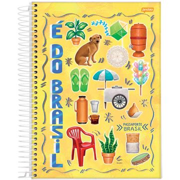 Caderno Universitário Capa Dura Espiral 10 Matérias 160 Fls 200x275 Passaporte Brasil É do Brasil - Unitário - Jandaia - 76906-26