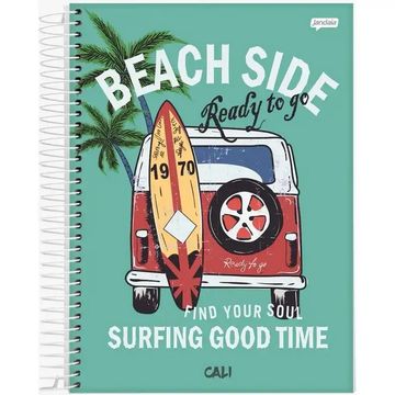 Caderno Universitário Capa Dura Espiral 10 Matérias 200 Fls 200x275 Cali e Malibu Beach Side - Unitário - Jandaia - 74716-77