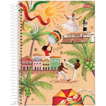 Caderno Universitário Capa Dura Espiral 10 Matérias 160 Fls 200x275 Passaporte Brasil Cultura - Unitário - Jandaia - 76906-26