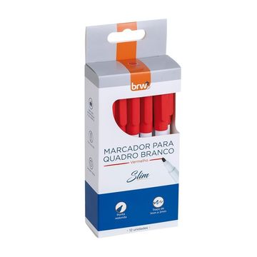 Caneta Quadro Branco 1 a 2mm Caixa com 12 Unidades Vermelho - BRW - CA3103