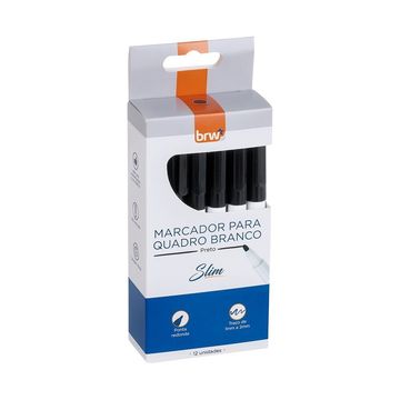 Caneta Quadro Branco 1 a 2mm Caixa com 12 Unidades Preto - BRW - CA3102