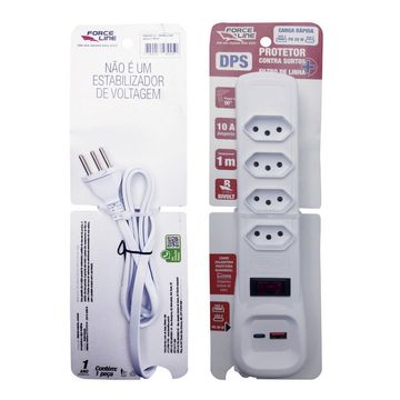 Filtro de Linha Force line com 4 Tomadas + USB A+C 3 Pinos 1,0 Metro Preto - 60400124