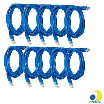 Cabo Patch Cord Cat.6 1,5 Metros Azul Legrand 51809 - 100% Cobre Homologado ANATEL - Kit com 10 Patch Cord-SINOP-03