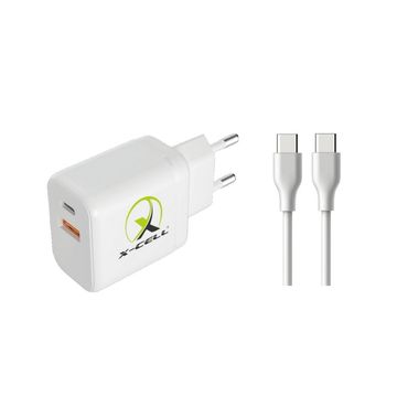 Carregador de Celular Parede com 2 Portas USB-A/USB-C 3.0A 40W GaN Bivolt Cabo Type-C Branco X-Cell - XC-UR100-B