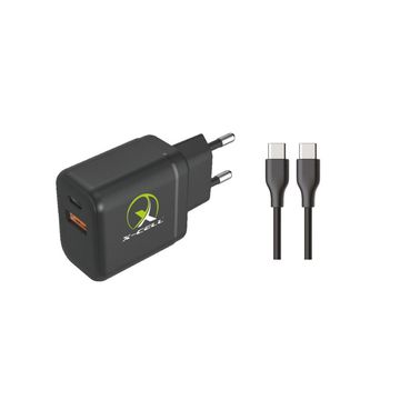 Carregador de Celular Parede com 2 Portas USB-A/USB-C 3.0A 40W GaN Bivolt Cabo Type-C Branco X-Cell - XC-UR100-P