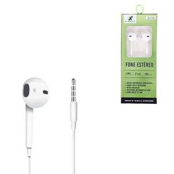 Fone de Ouvido Auricular com Microfone com Plug P2 Branco X-Cell XC-F-06