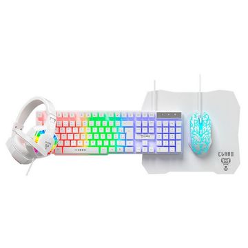 Kit Teclado + Mouse USB + Headset + Mousepad Gamer CLANM Branco Potencial Suprimentos - 13259