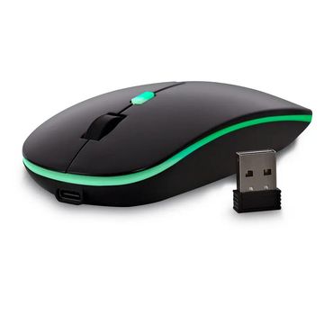 Mouse Sem Fio Maxprint Croma 1600 DPI Preto e Verde 2.4Gb - 60000150