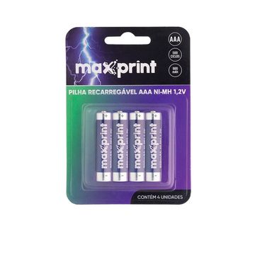 Pilha Recarregável AAA 900MAH Maxprint - 75000046 - Blister com 4 Pilhas