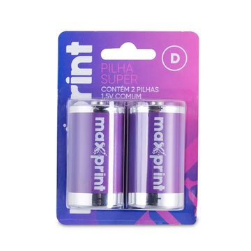 Pilha Comum Grande D Maxprint - 756491 - Blister com 2 Unidades