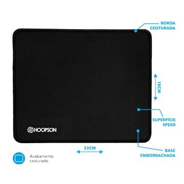 Mouse Pad Officer Antiderrapante Speed : 220x180x2mm,  Hoopson - MP-04PT - Vendido Unitário