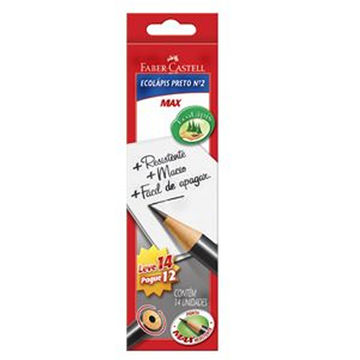 Lápis Preto N°2 Faber Castell EcoLápis Pacote com 6 Caixas de 12 + 2 Lápis - 1205M/14