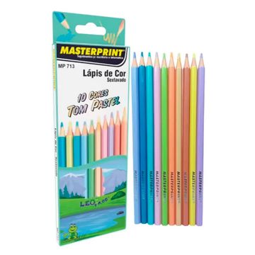Lápis de Cor 10 Cores Sextavado Tom Pastel - Masterprint - MP 713-SINOP-03