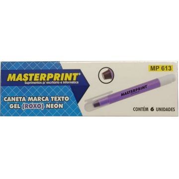 Caneta Marca Texto Gel Roxo Caixa com 6 Unidades - Masterprint - MP613-SINOP-03
