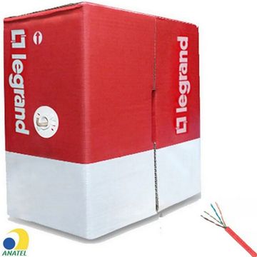 Cabo de Rede 23AWG Legrand Cat.6 LSZH 4 Pares Vermelho 63030116 Caixa com 305 Metros - 100% Cobre Homologado ANATEL-SINOP-03