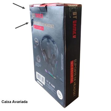 Suporte para Fone de Ouvido Gamer Headset Eclipse Goldentec Preto - 65313 EMBALAGEM AVARIADA