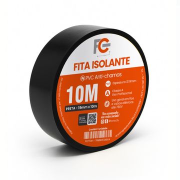 Fita Isolante Antichama FC Fontes 10 Metros Preto - Unitário - FCFT001