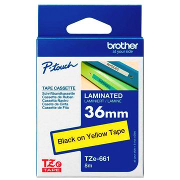 Fita Rotuladora Brother Original 36mm Preto no Amarelo - TZe661