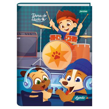 Agenda Escolar Permanente Brochura 192 Folhas 134x200mm Turma do Duda Bateria Jandaia- Unitário - 74725-77
