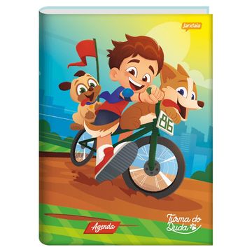 Agenda Escolar Permanente Brochura 192 Folhas 134x200mm Turma do Duda Bike Jandaia- Unitário - 74725-77