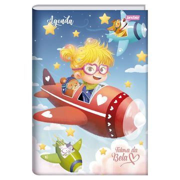 Agenda Escolar Permanente Brochura 192 Folhas 134x200mm Turma da Bela Avião Jandaia- Unitário - 71097-77