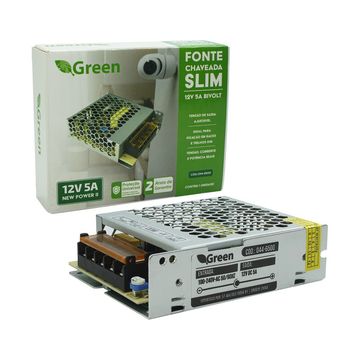 Fonte Slim Chaveada Metal 12V 5A Bivolt 044-6500