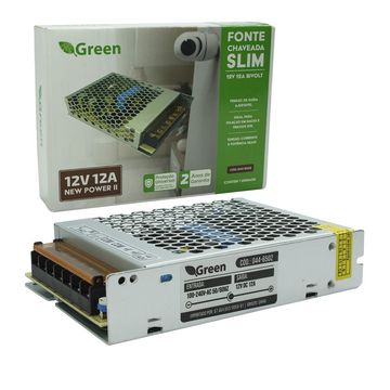Fonte Slim Chaveada Metal 12V 12A Bivolt - 044-6502