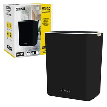 Lixeira Inteligente Sensor Automatico 14 Litros Pilha AA Preto KOKAY - 056-0034