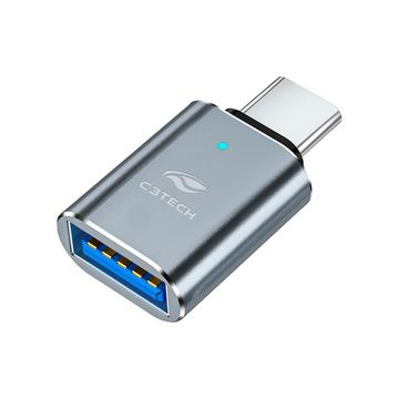 Adaptador USB-A fêmea para USB-C macho 3.0 Prata C3TECH - OTG-20
