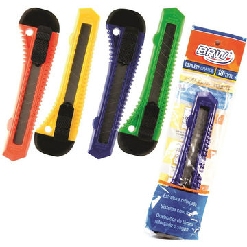 Estilete Largo BRW 18mm Unitário Sortido - ES1801