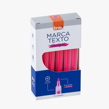 Caneta Marca Texto Rosa Dashlight Caixa com 12 Unidades - BRW - CA2202-SINOP-03
