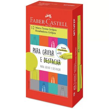 Caneta Marca Texto Amarelo Caixa com 12 Unidades Grifpen - Faber Castell - MT/AMZF-SINOP-03
