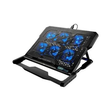 Base para Notebook até 17 Polegadas Preto Ergonômico com Led Azul 6 Cooler + 2 Porta USB Multi - AC282-SINOP-03