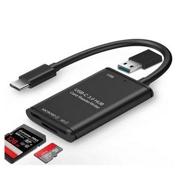 Conversor USB Type-C 3.0 Macho para Leitor Cartão SD/Micro SD Porta USB 3.0 - F3 - 306-SINOP-03