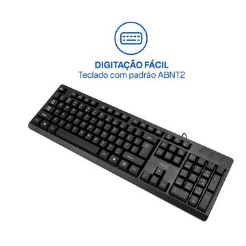 Teclado USB TF600 Multilaser Preto - TC600 - Vendido Unitário