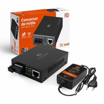 Conversor de Mídia FC Fontes RJ45 10/100/ Gigabit 25 KM Monomodo - FCCM25SF