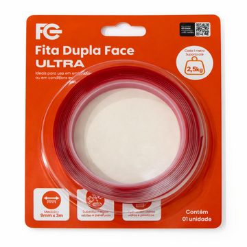 Fita Dupla Face Acrílico 9mm x 3 Metros Unitário Fixa Forte - FC Fontes - FCFT0903D