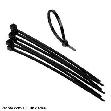 Abraçadeira Plástica Seccon 2,5 x 200mm Preto RB-2.5X200BK - Pacote com 100 Unidades