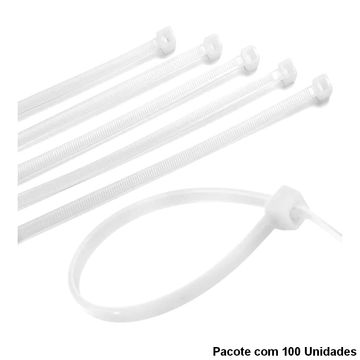 Abraçadeira Plástica Seccon 4,8x200mm Branco RB-4.8X200 - Pacote com 100 Unidades