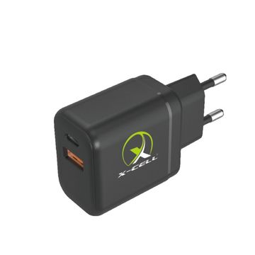 Carregador de Celular Parede com 2 Portas USB-A/USB-C 3.0A 40W GaN Bivolt Branco  X-Cell - XC-UR98-P