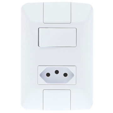 Interruptor 1 Simples 6A Tramontina Aria 57241/064 com 1 Tomada 10A + Espelho 4x2 Branco