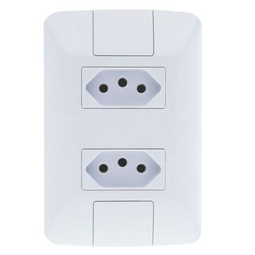 Tomada 2 Pinos + Terra 10A Aria Dupla com Espelho 4x2 Branco Tramontina - 57241/065 - 133301