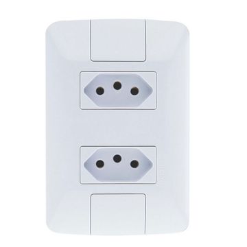 Tomada 2 Pinos + Terra 20A Aria Dupla com Espelho 4x2 Tramontina Branco - 57241/066 - 133302