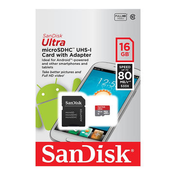 Cartão de Memória Sandisk 16 GB Micro SDHC Classe 10 Ultra - SDSQUNS-016G-GN3MA/95452-SINOP-03