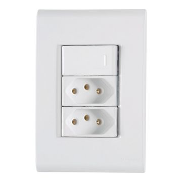 Interruptor 1 Simples 10A Liz 2 Tomada 20A + Espelho Branco