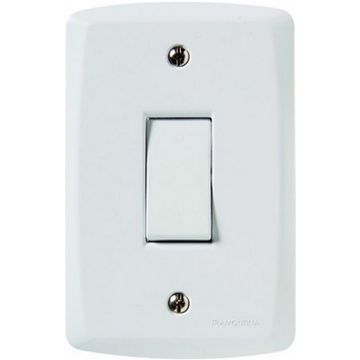 Interruptor 1 Bipolar Simples 10A Tramontina Lux2 7145/004 com Espelho 4x2 Branco