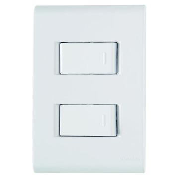 Interruptor 2 Simples 10A Tramontina Liz 57145/040 com Espelho 4x2 Branco